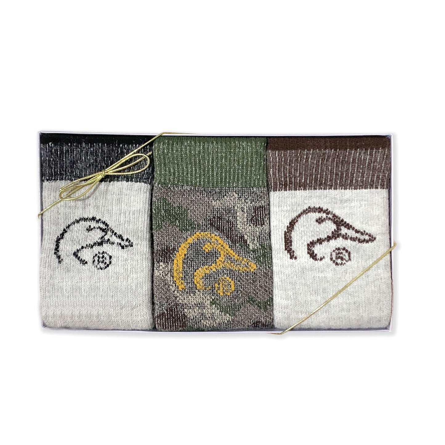 Ducks Unlimited Men's Merino Wool Blend Camo Mid Calf Boot Socks Gift Box 3 Pair