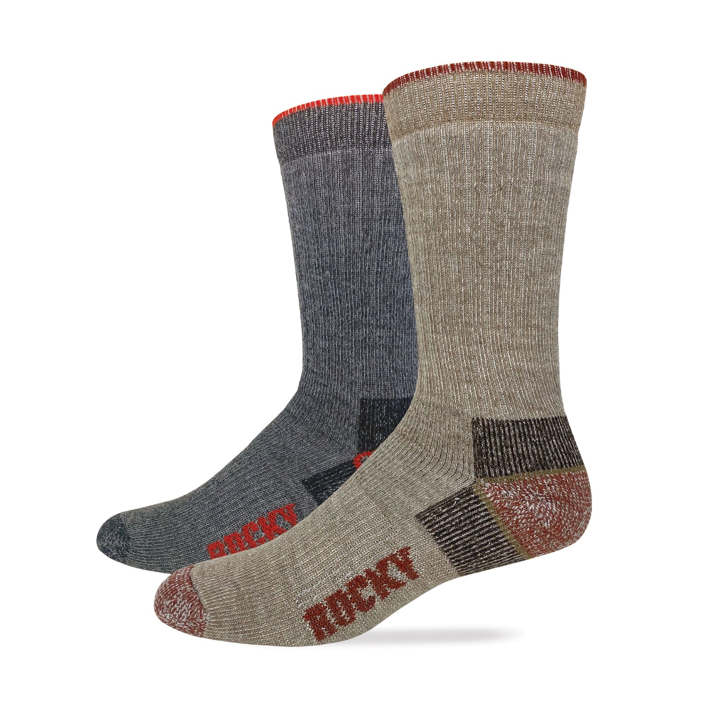 Rocky Mens Heavyweight Merino Wool Blend Mid Calf Boot Socks 2 Pair Pack