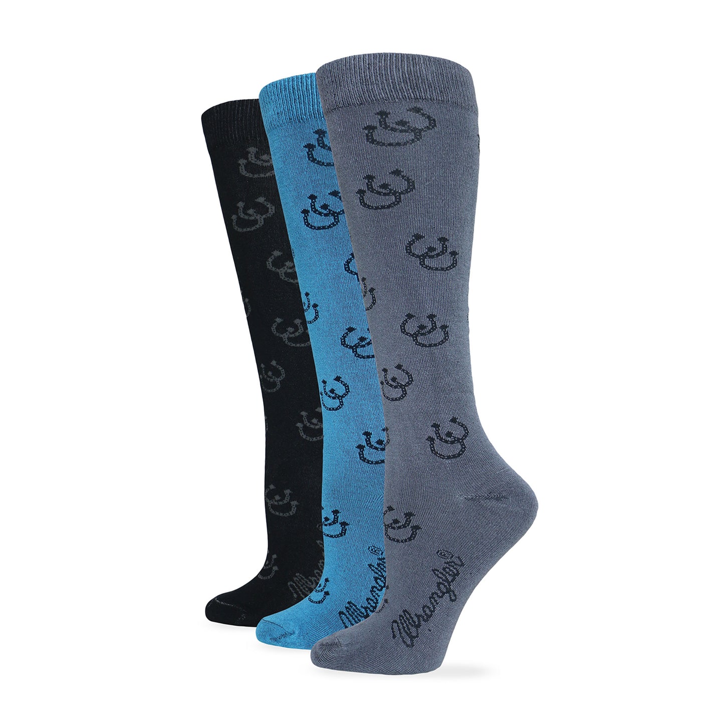 Wrangler Ladies Horse Shoe Pattern Knee High Boot Socks 3 Pair Pack