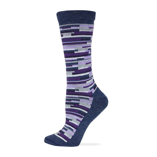 Wise Blend Ladies Merino Wool Blend Digi Stripe Crew Socks 1 Pair