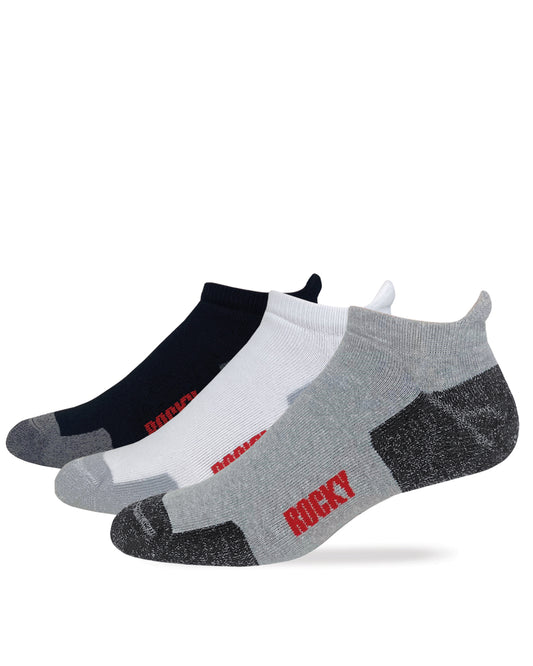 Rocky Mens Cotton Full Cushion Low Cut Heel Tab Socks 3 Pair Pack