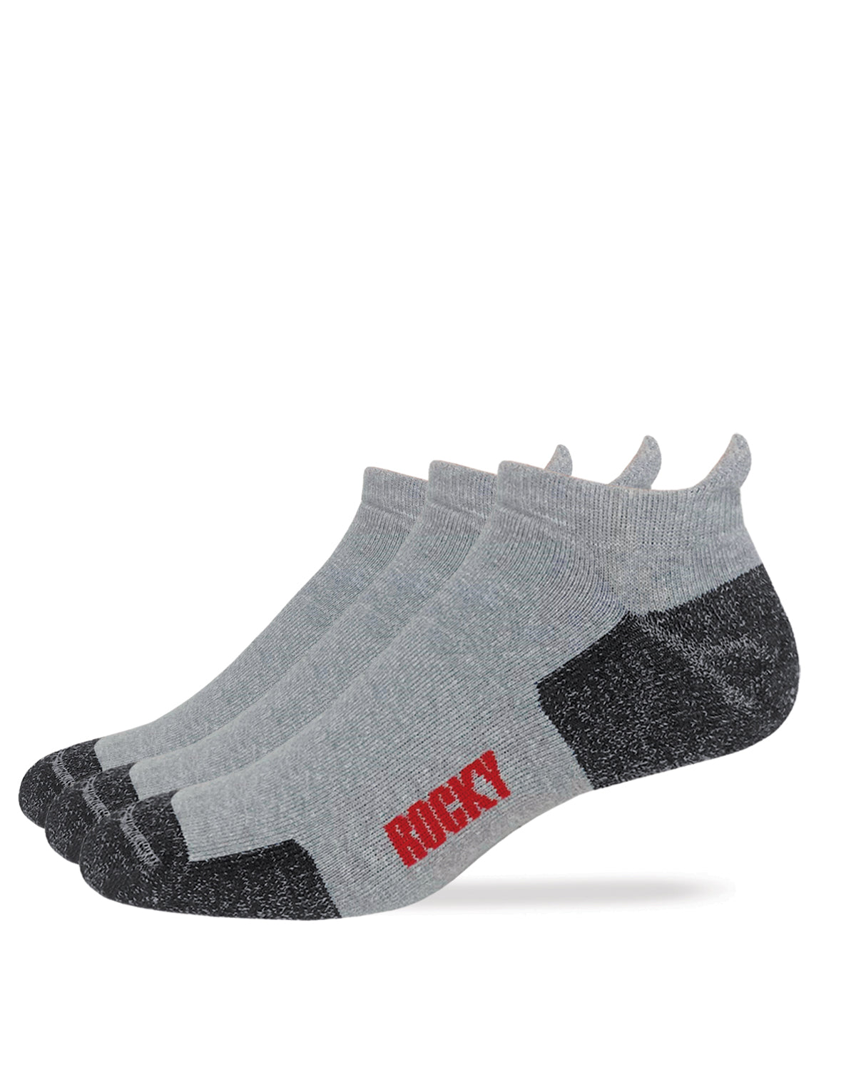 Rocky Mens Cotton Full Cushion Low Cut Heel Tab Socks 3 Pair Pack