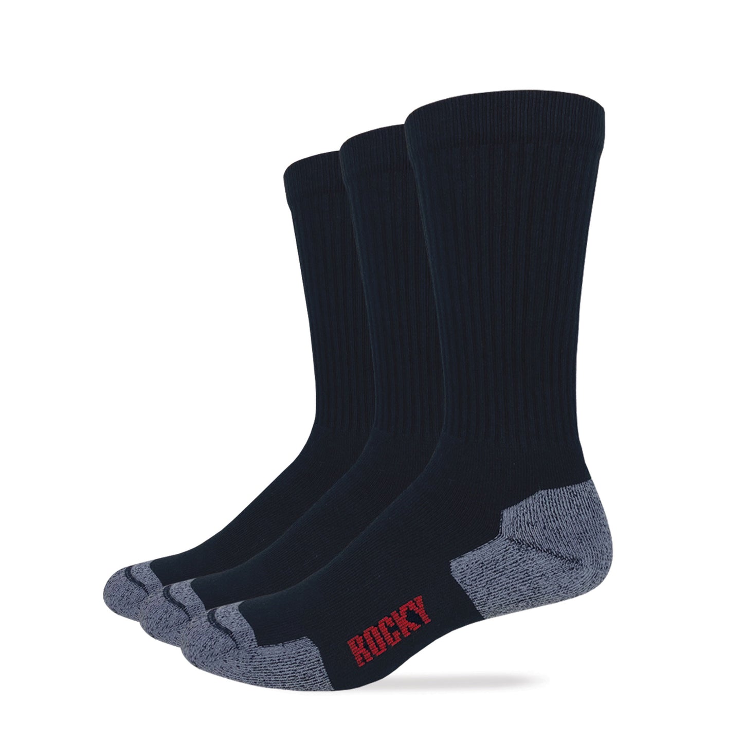 Rocky Mens Cotton Full Cushion Crew Socks 3 Pair Pack