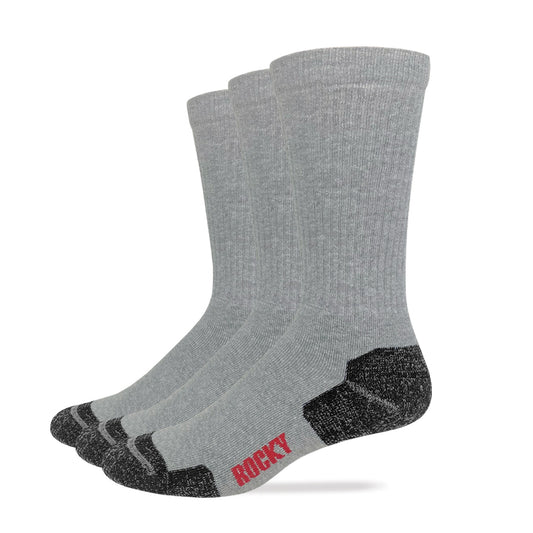 Rocky Mens Cotton Full Cushion Crew Socks 3 Pair Pack