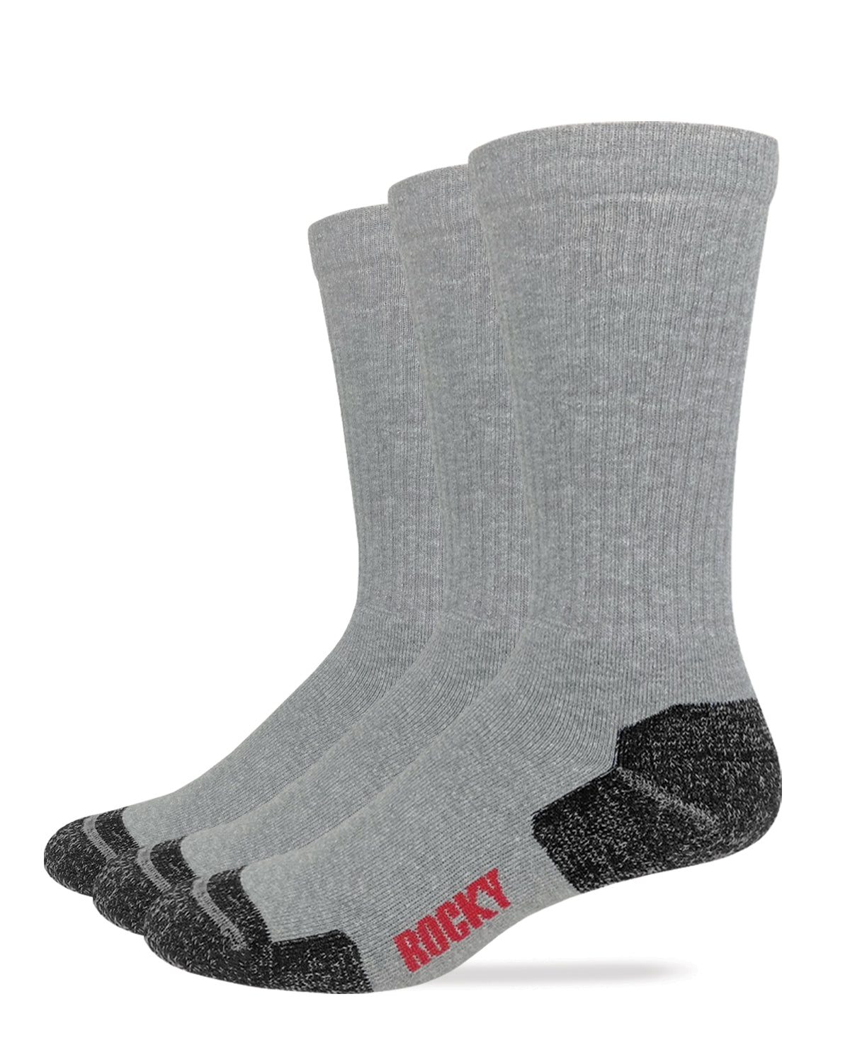Rocky Mens Cotton Full Cushion Crew Socks 3 Pair Pack