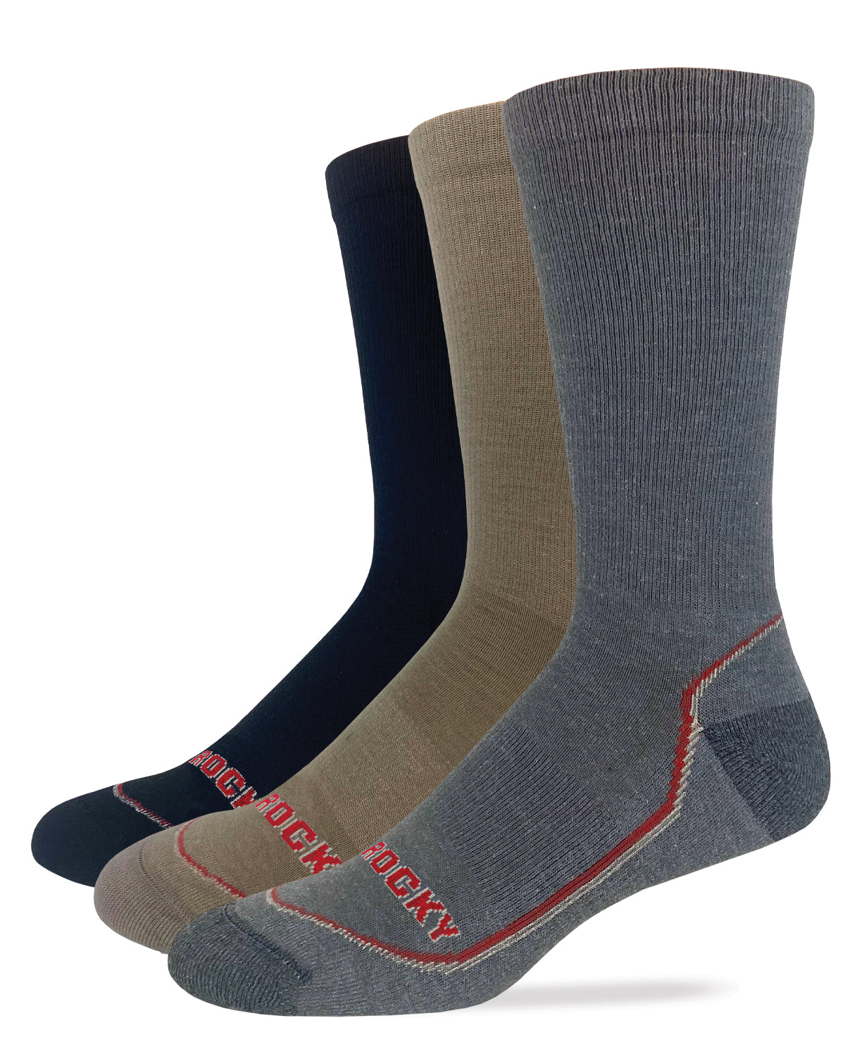 Rocky Mens Merino Wool Lightweight Year Round Crew Socks 1 Pair Pack
