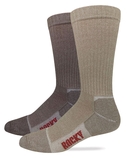 Rocky Mens Ultra Dri Medium Weight Marl Casual Crew Socks 2 Pair Pack