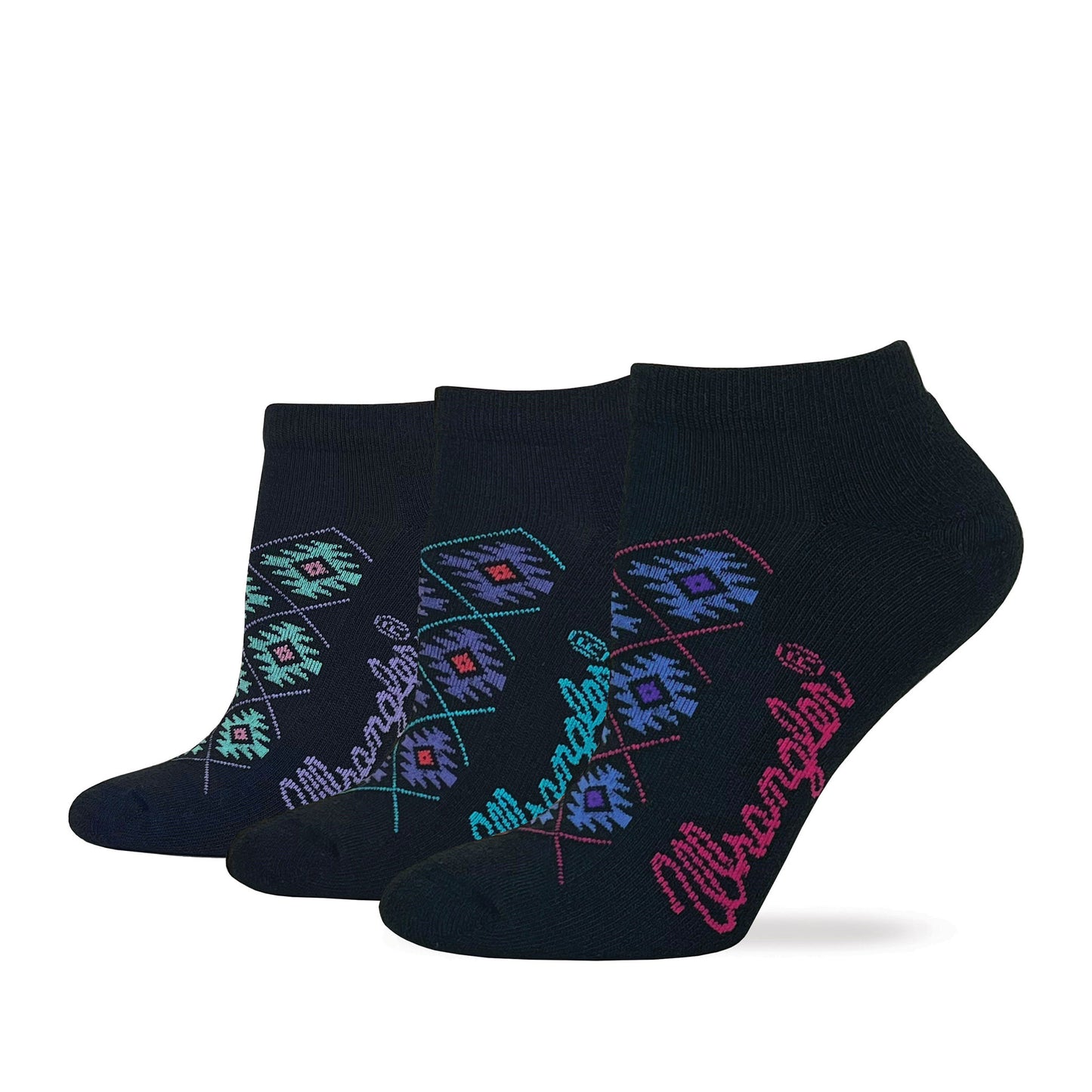 Wrangler Ladies Ultra Dri Low Cut Aztec Steerhead Pattern Socks 3 Pair