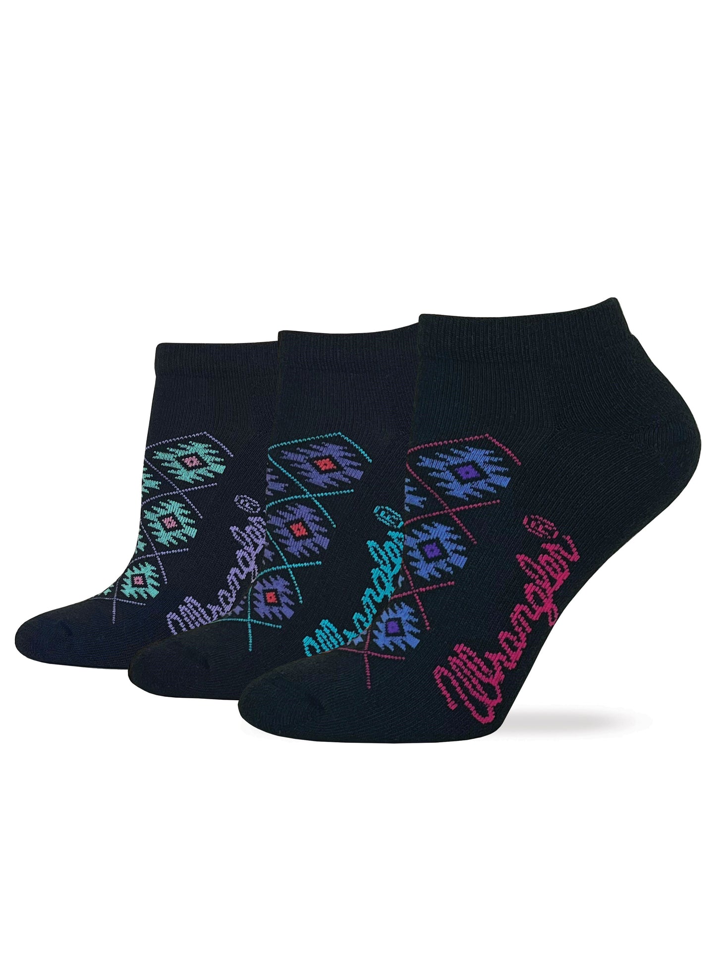 Wrangler Ladies Ultra Dri Low Cut Aztec Steerhead Pattern Socks 3 Pair