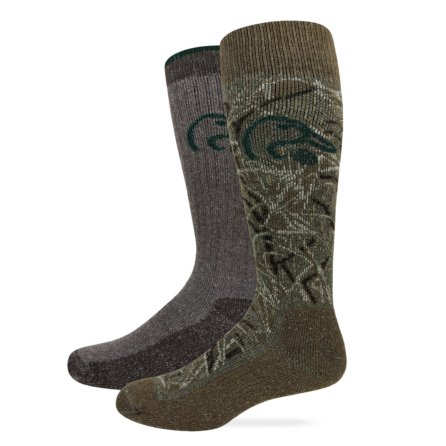 Ducks Unlimited Men's Waterfowl Camo Merino Wool Blend Boot Socks 2 Pack