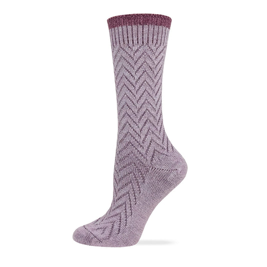 Wise Blend Ladies Merino Wool Blend Chevron Texture Crew Socks 1 Pair