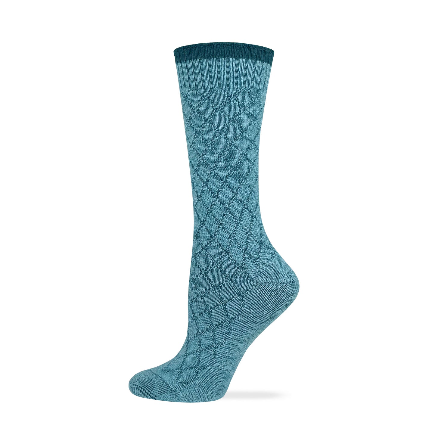 Wise Blend Ladies Merino Wool Blend Diamond Texture Crew Socks 1 Pair