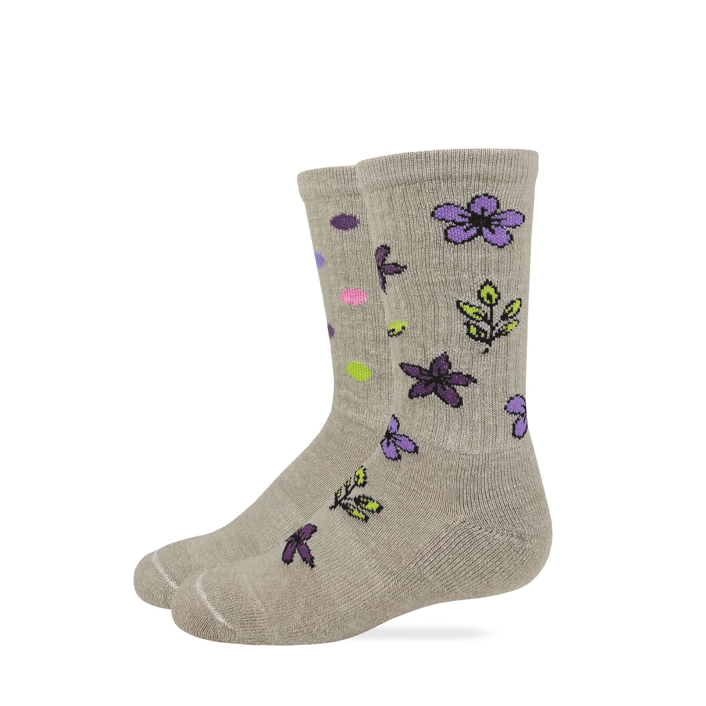 Wise Blend Girls Merino Wool Flowers Dots Crew Socks 2 Pack