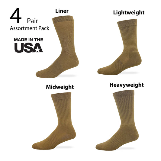 4 Pair Carolina Ultimate Tactical Military Crew Sock Bundle