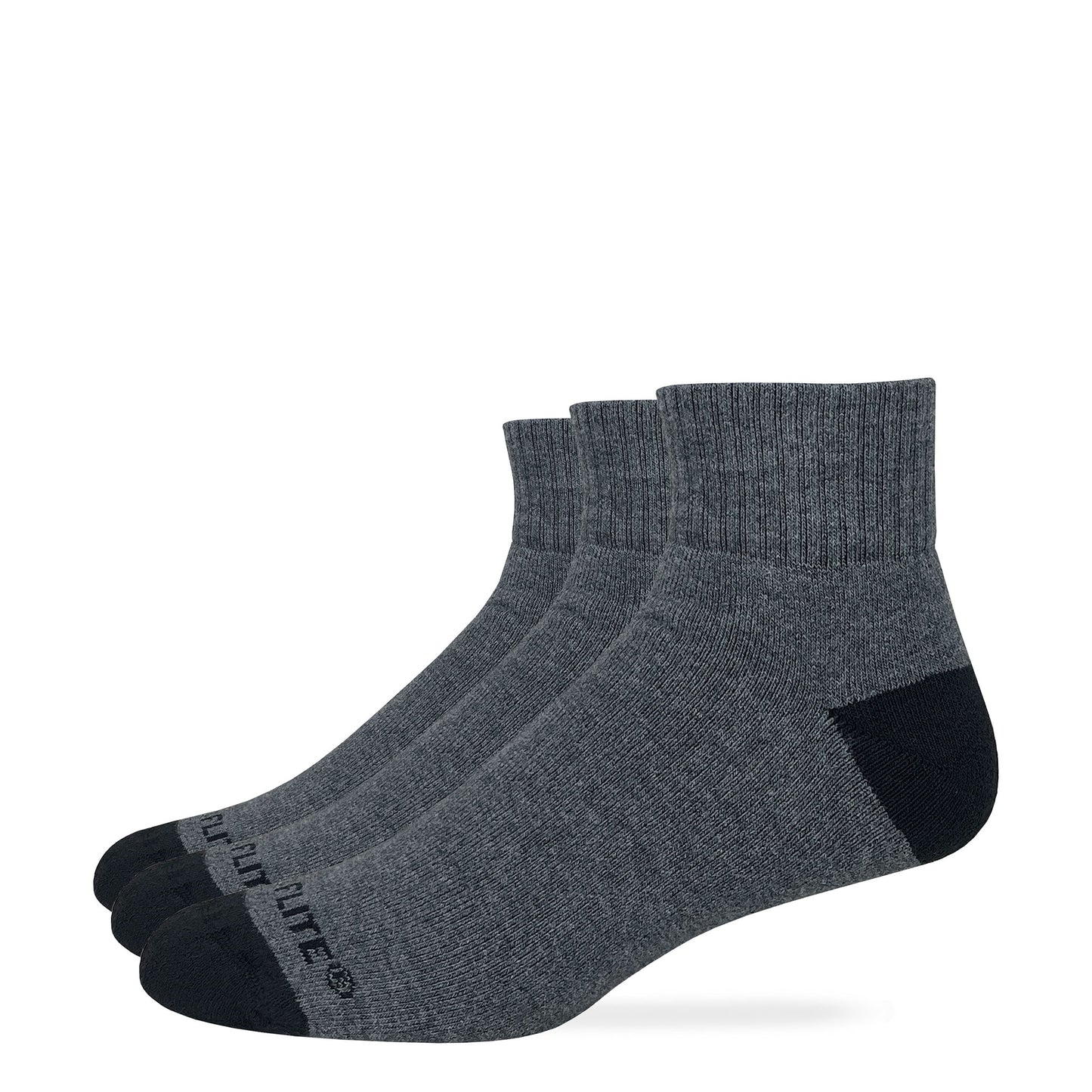 Top Flite Men's 80% Cotton Cushioned Quarter Sock 3 Pair Pack
