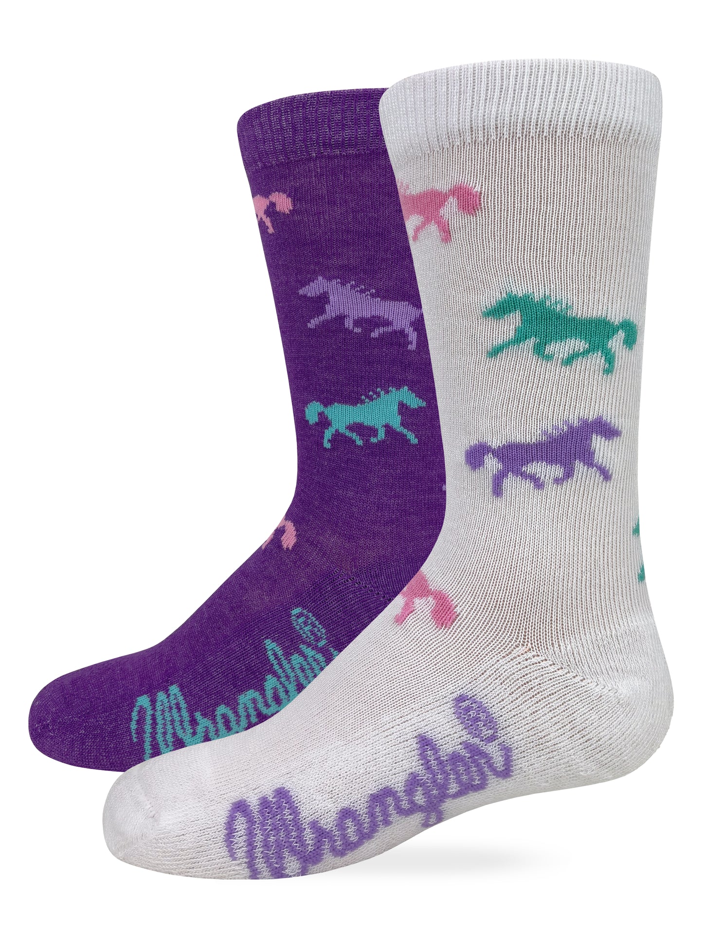 Wrangler Youth Girls Horse Pattern Boot Socks 2 Pair Pack