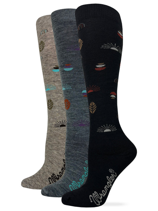 Wrangler Ladies Merino Wool Sunset Pattern Knee High Socks 1 Pair