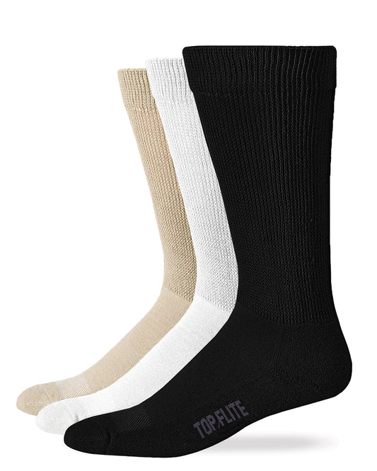 Top Flite Men's Non-Binding Ultra-Dri Crew Socks 2 Pair Pack