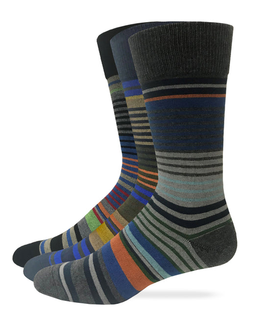 Top Flite Men's Stripe Crew Dress Socks 2 Pair Pack