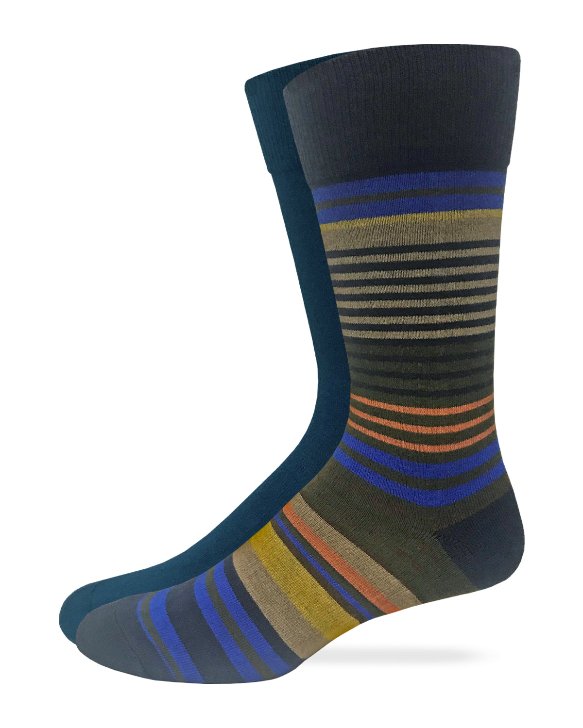 Top Flite Men's Stripe Crew Dress Socks 2 Pair Pack