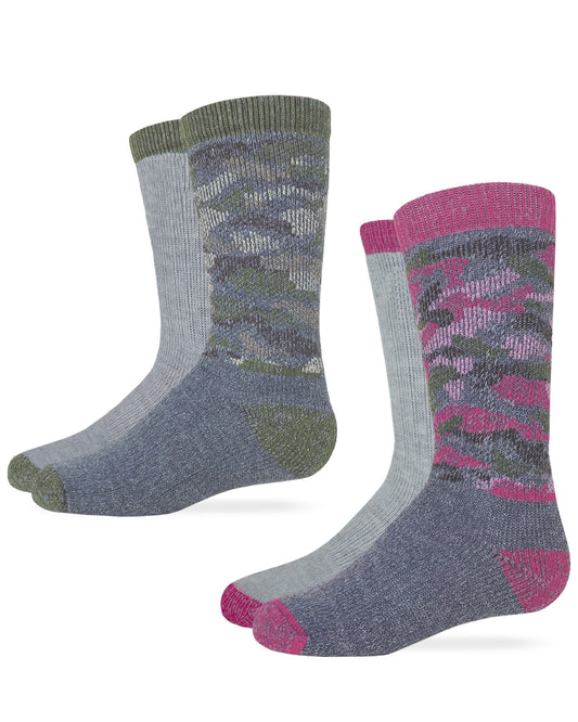 Carolina Ultimate Youth Boys Girls Camo Merino Wool Blend Boot Socks 2 Pair