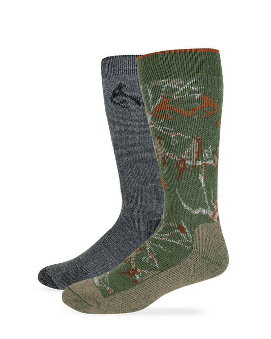 Realtree Men's Camo Merino Wool Blend Mid Calf Boot Socks 2 Pair Pack