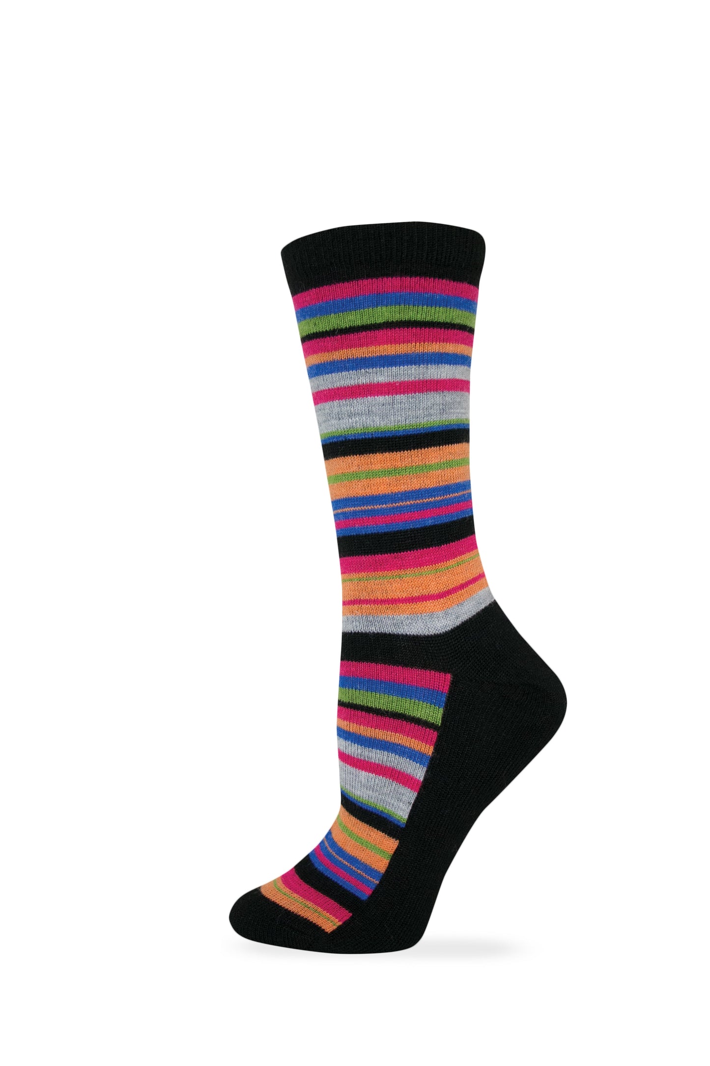 Wise Blend Ladies Merino Wool Blend Striped Pattern Crew Socks 1 Pair Pack