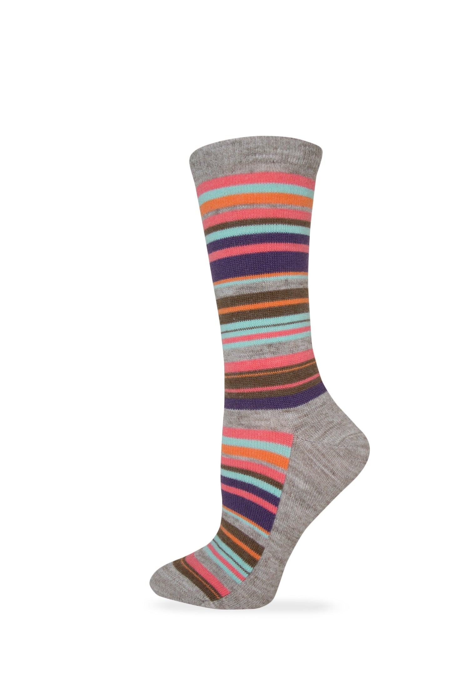 Wise Blend Ladies Merino Wool Blend Striped Pattern Crew Socks 1 Pair Pack