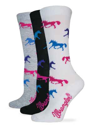 Wrangler Ladies Horse Pattern Crew Socks 1 Pair