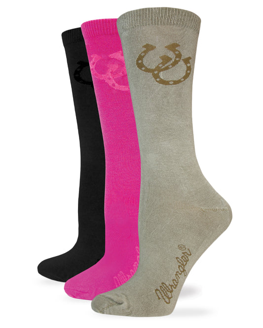 Wrangler Ladies Rayon Horse Shoe Crew Socks 1 Pair