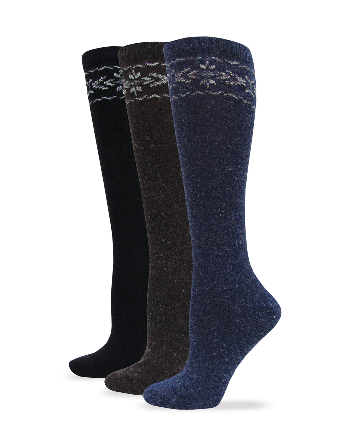 Wise Blend Ladies Angora Flower Knee High Socks 1 Pair Pack