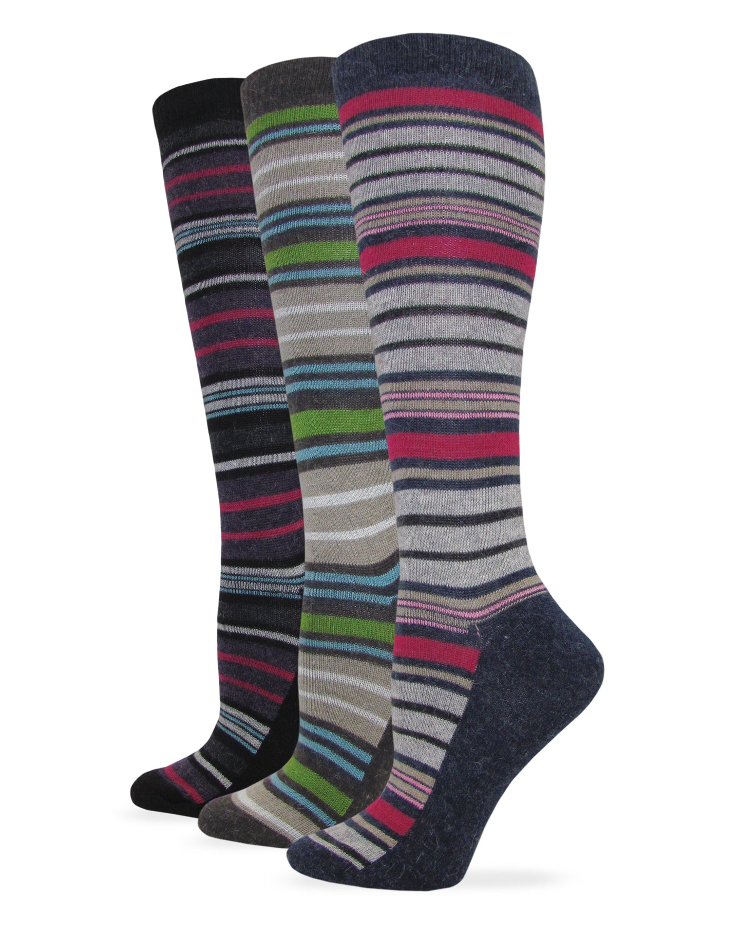 Wise Blend Ladies Angora Stripe Knee High Socks 1 Pair Pack