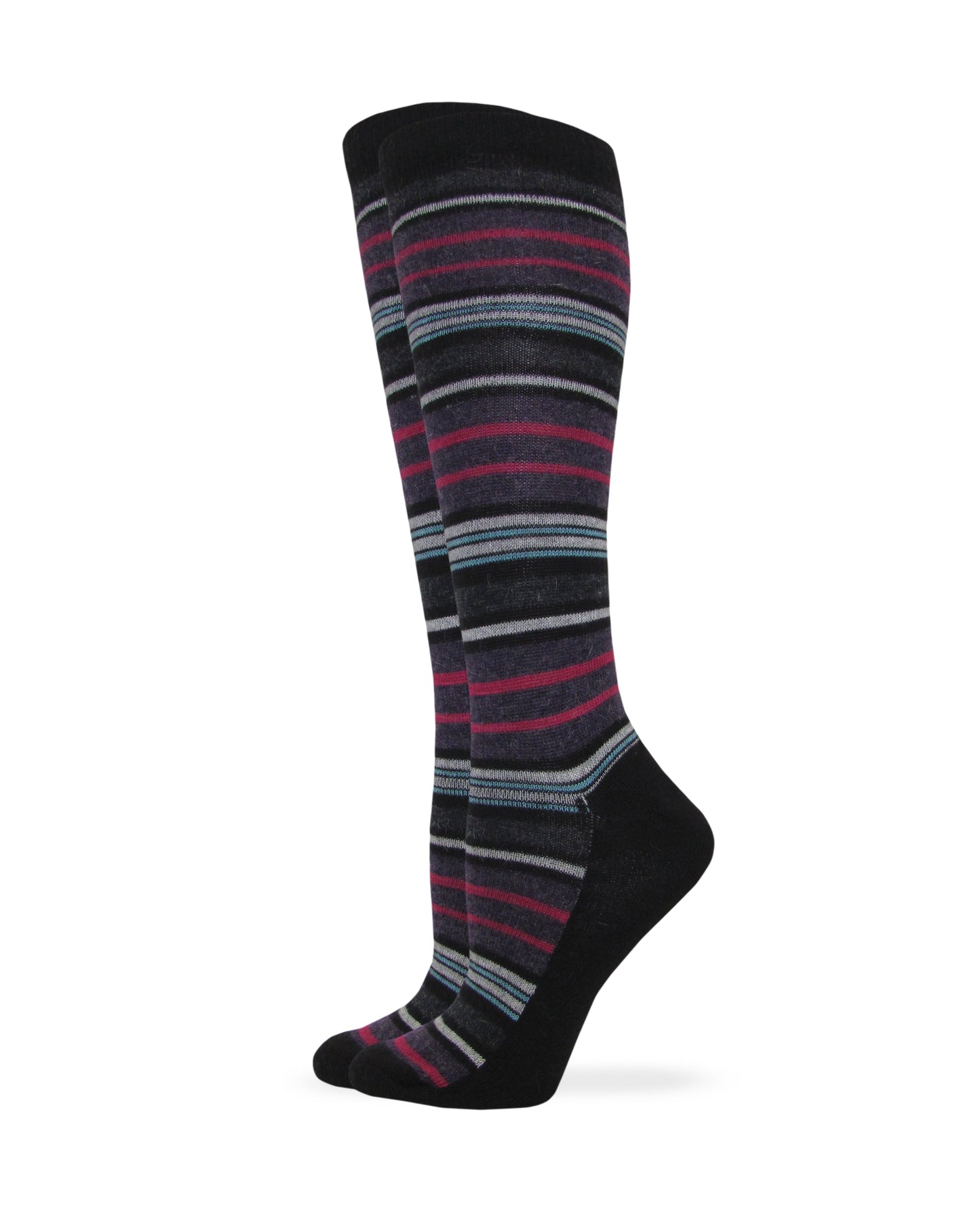 Wise Blend Ladies Angora Stripe Knee High Socks 1 Pair Pack