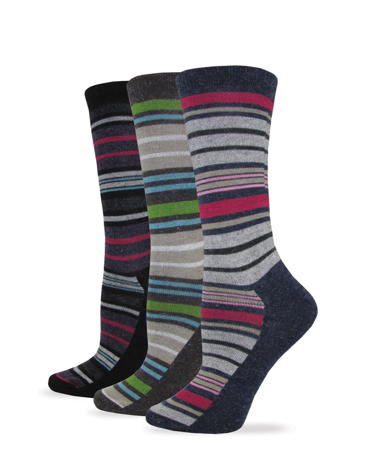 Wise Blend Ladies Angora Stripe Crew Socks 1 Pair Pack