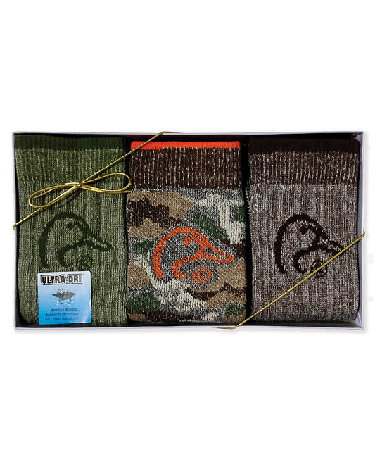 Ducks Unlimited Men's Merino Wool Blend Mid Calf Socks Gift Box 3 Pair