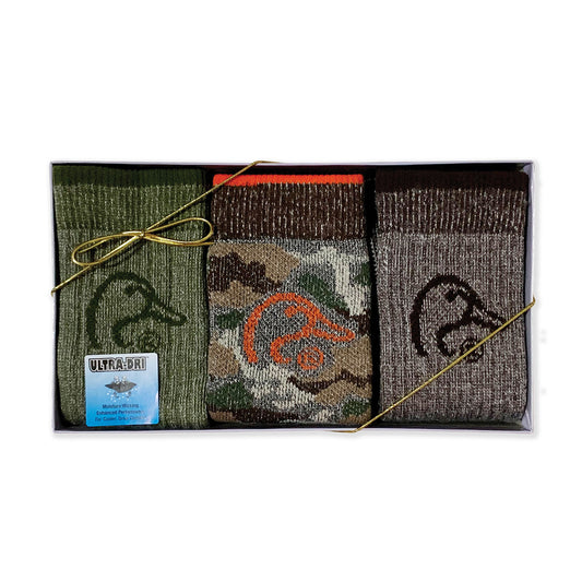 Ducks Unlimited Men's Merino Wool Blend Mid Calf Socks Gift Box 3 Pair