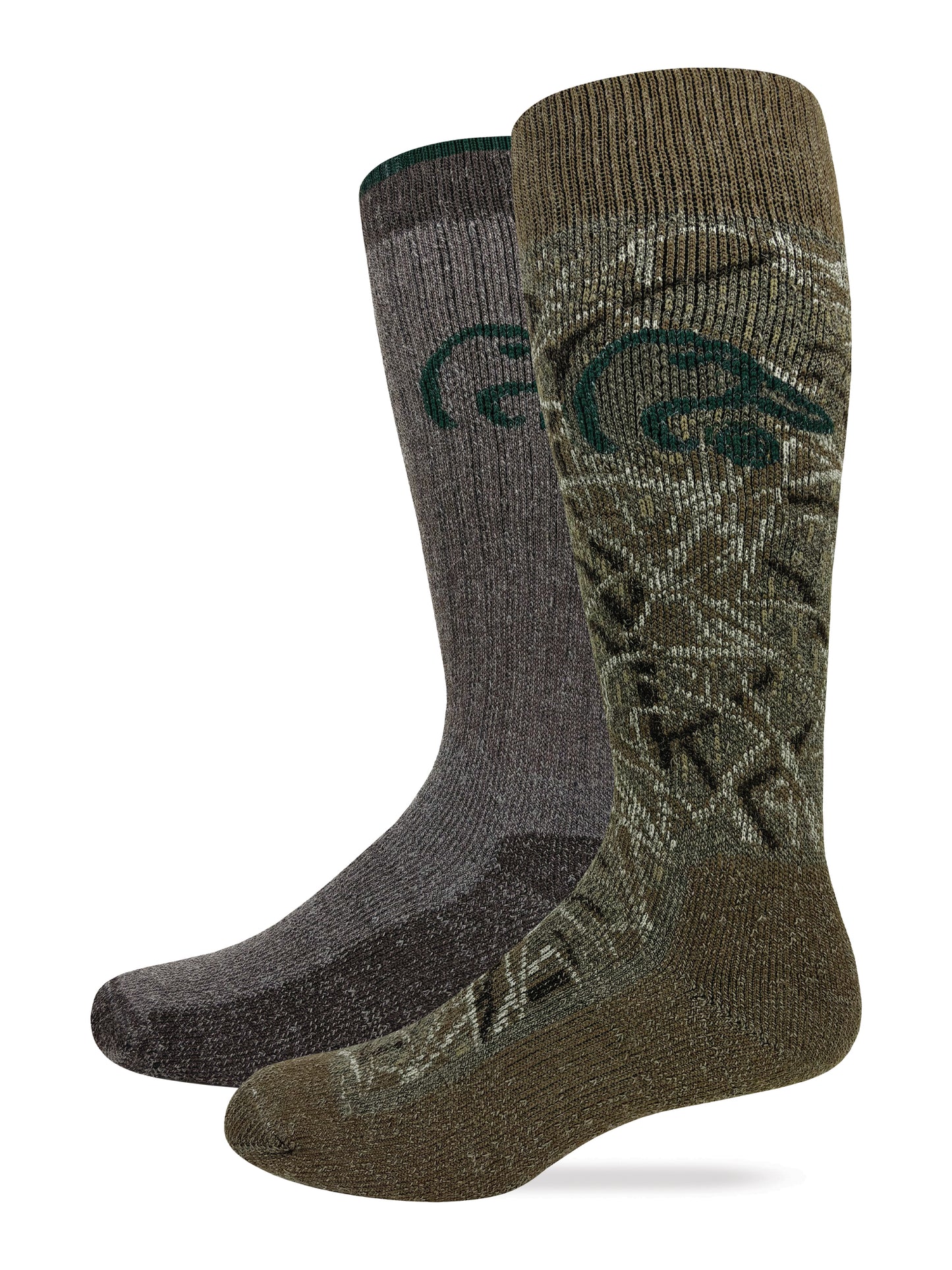 Ducks Unlimited Men's Waterfowl Camo Merino Wool Blend Boot Socks 2 Pack