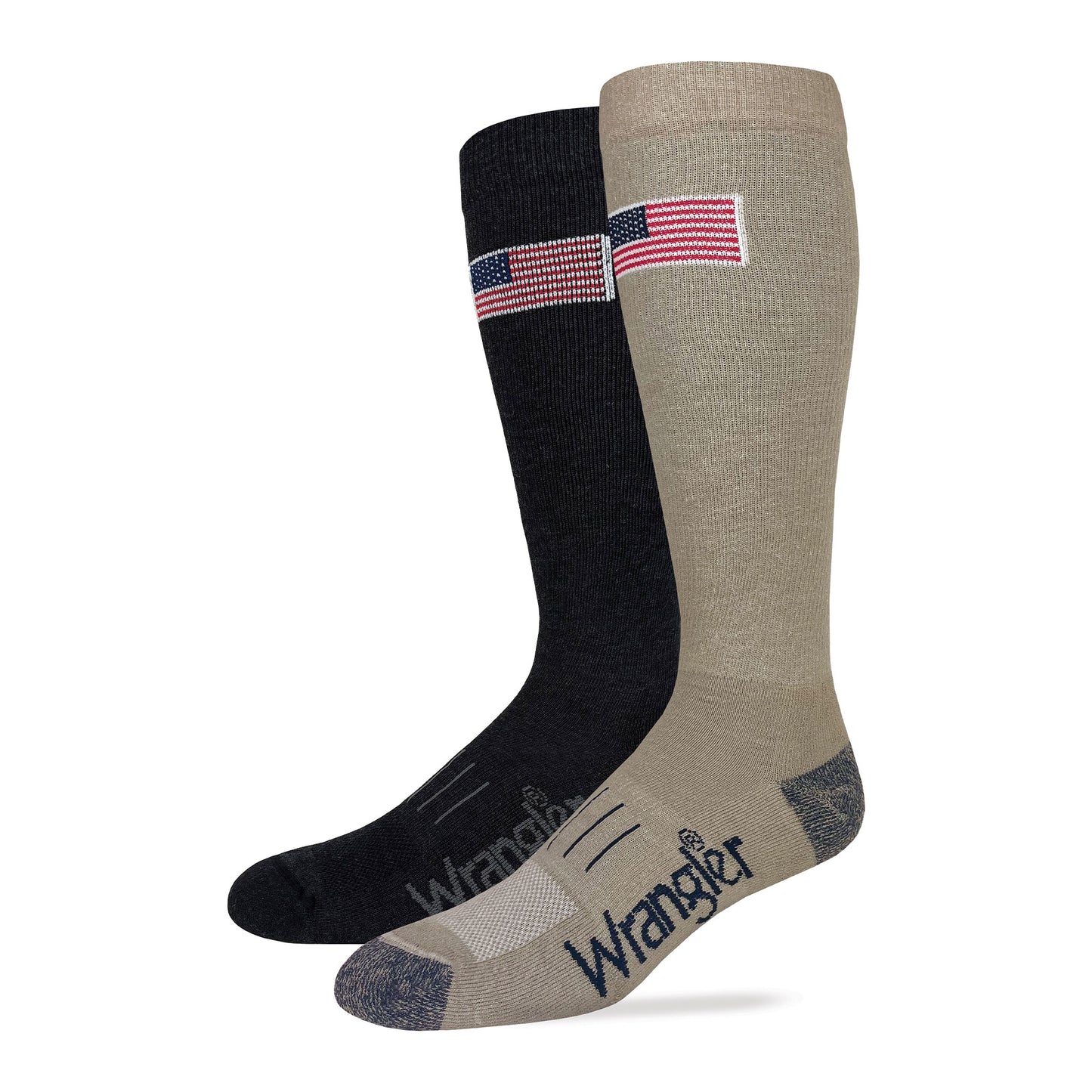 Wrangler Mens American Flag Everyday Western Tall Boot Socks 2 Pair