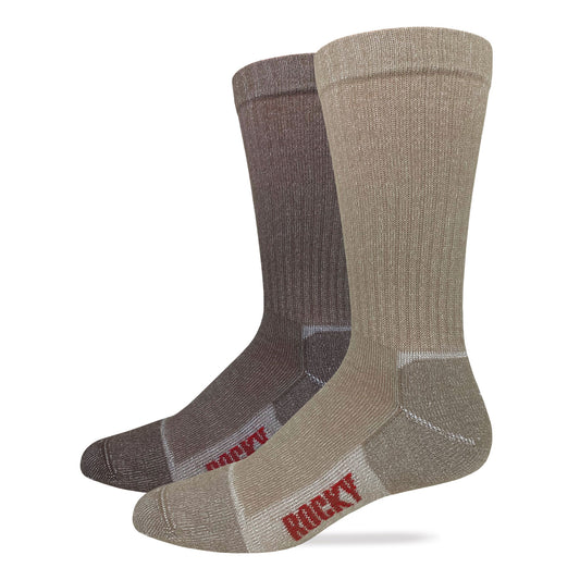 Rocky Mens Ultra Dri Medium Weight Marl Casual Crew Socks 2 Pair Pack