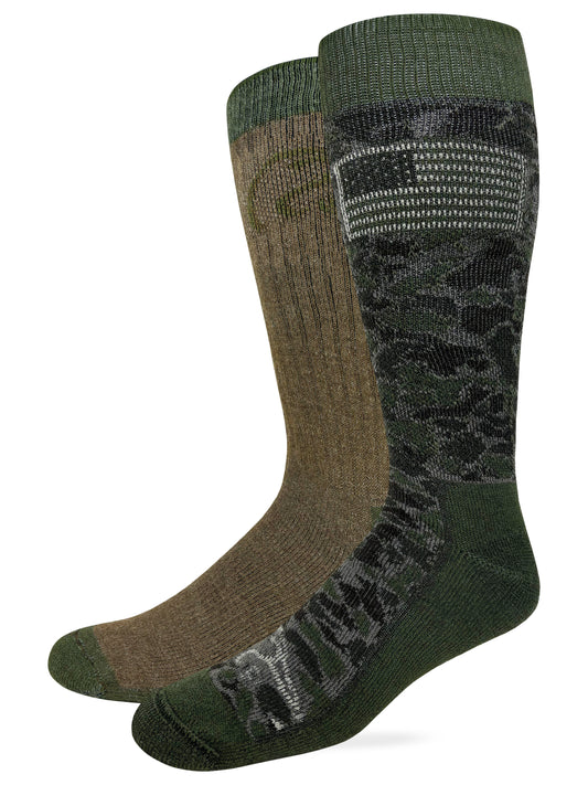 Ducks Unlimited Men's Ameri-Camo Merino Wool Blend Boot Socks 2 Pack