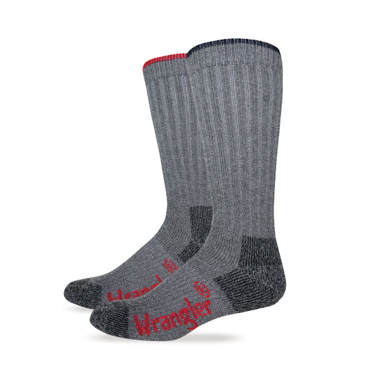 Wrangler Mens Moisture Wicking Merino Wool Cushion Boot Socks 2 Pack