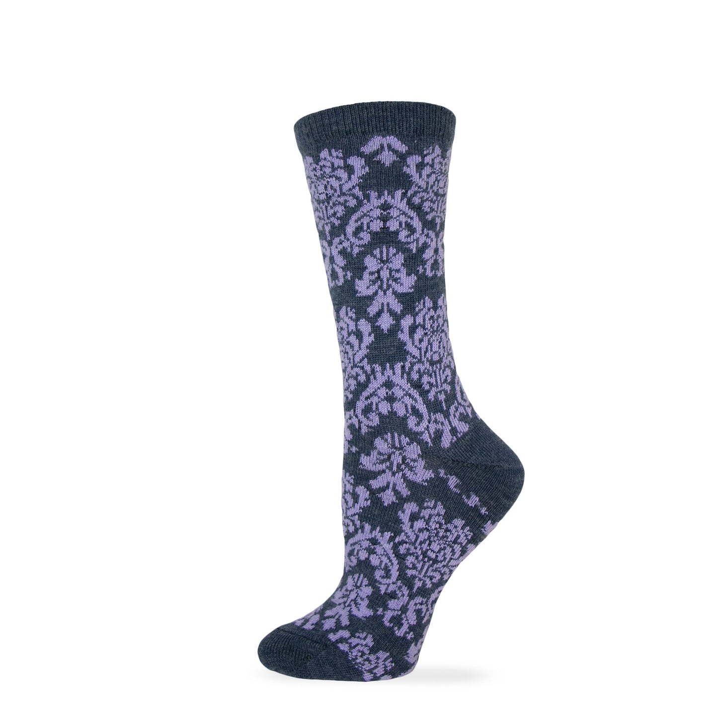 Wise Blend Ladies Merino Wool Blend Damask Pattern Crew Socks 1 Pair