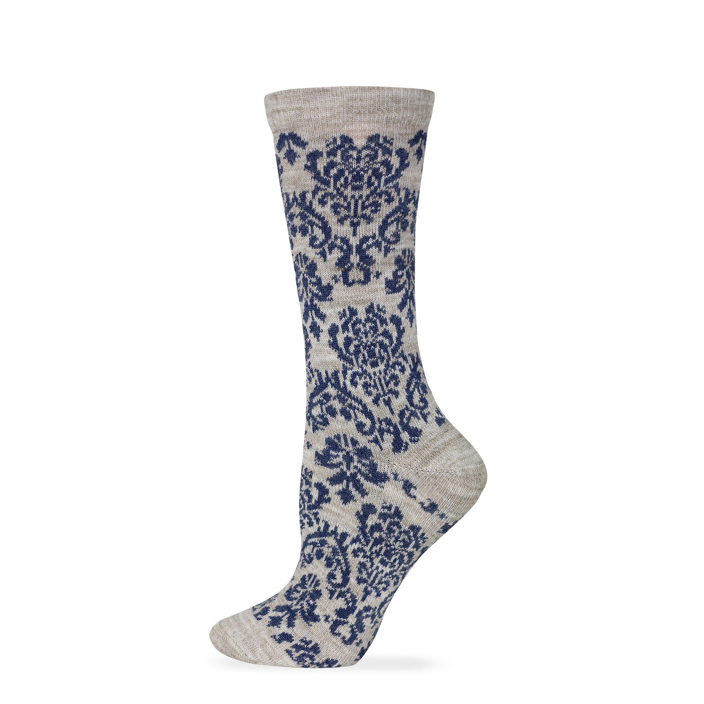 Wise Blend Ladies Merino Wool Blend Damask Pattern Crew Socks 1 Pair