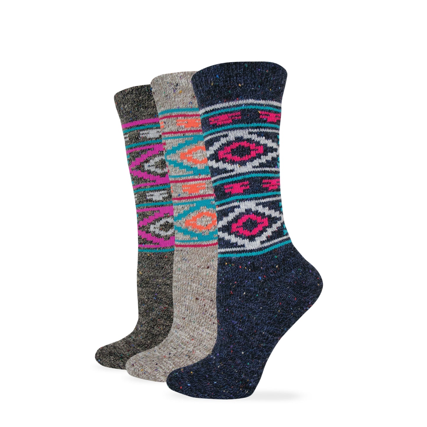 Wise Blend Ladies Aztec Pattern Comfy Crew Socks 1 Pair Pack