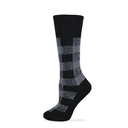 Wise Blend Ladies Merino Wool Blend Plaid Pattern Cushion Socks 1 Pair