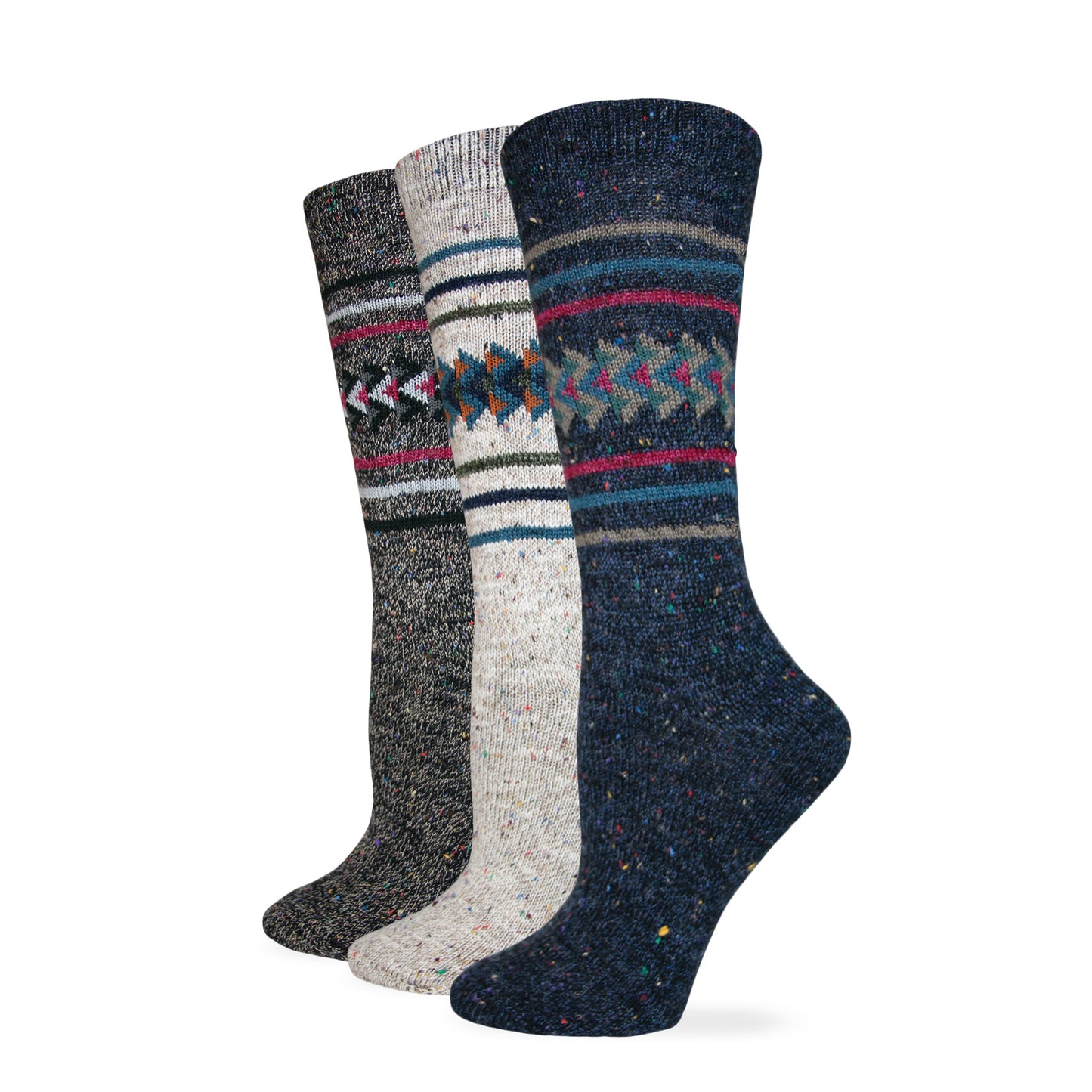 Wise Blend Ladies Aztec Pattern Crew Boot Socks