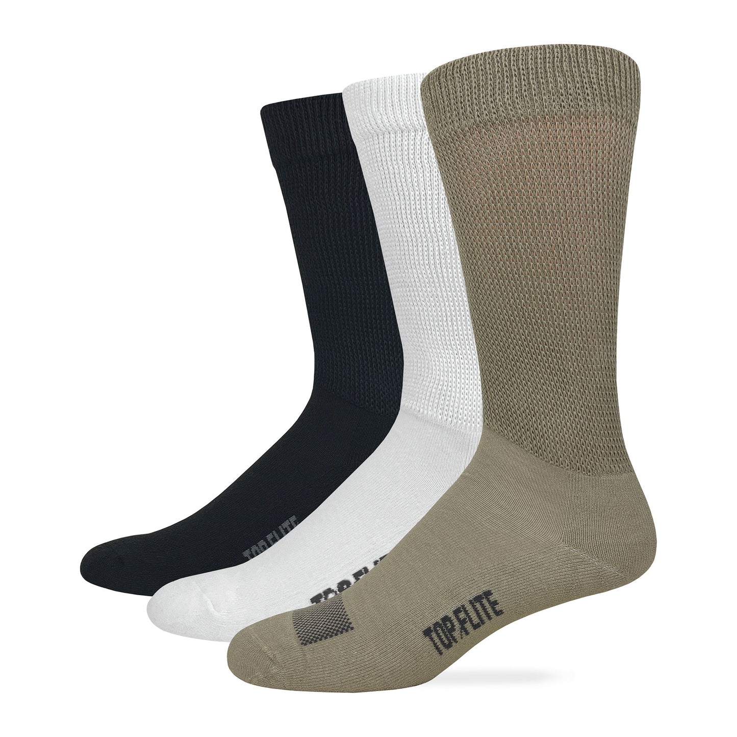 Top Flite Men's Non-Binding Ultra-Dri Crew Socks 2 Pair Pack