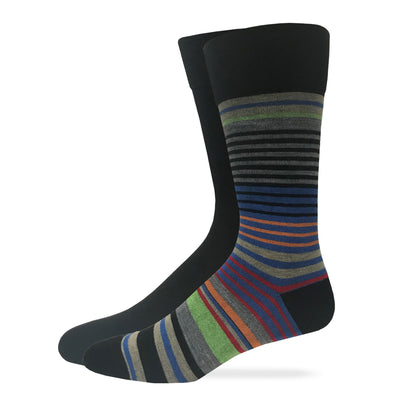 Top Flite Men's Stripe Crew Dress Socks 2 Pair Pack