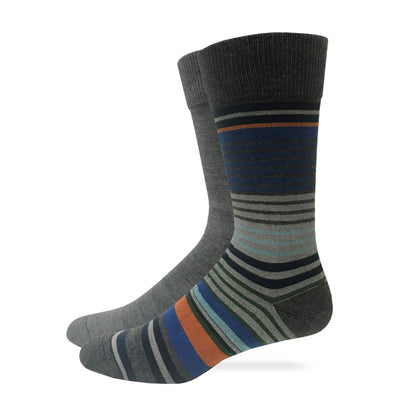 Top Flite Men's Stripe Crew Dress Socks 2 Pair Pack