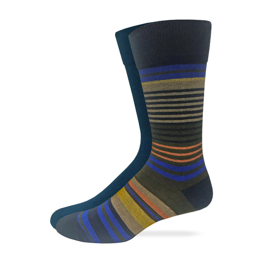 Top Flite Men's Stripe Crew Dress Socks 2 Pair Pack